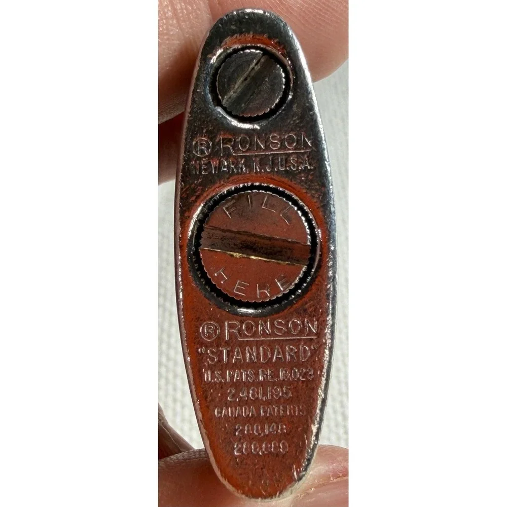 Vintage Ronson Standard Lighter Brown Tortoise Chrome Newark NJ USA Pat 2481195